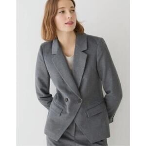 J. CREW NWOT Devon Gray Drapey Flannel Double-Breasted Blazer Jacket // 2